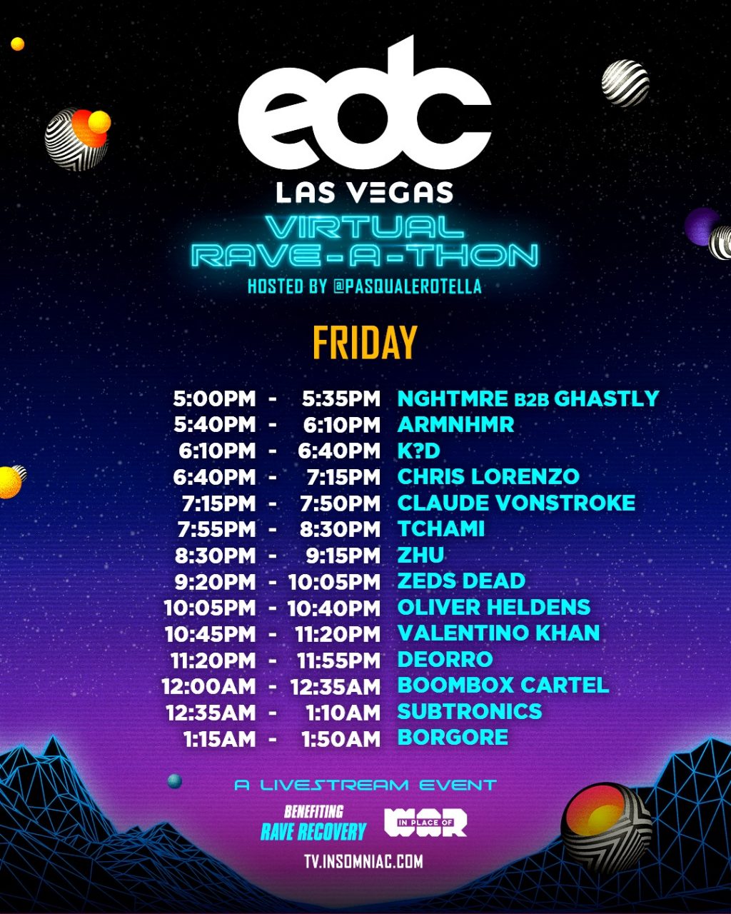 Plan your weekend with the EDC Las Vegas Virtual Rave-a-Thon schedule