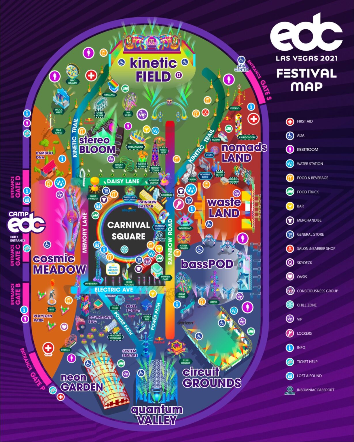 Get familiar with EDC’s layout with 2021 festival and camping maps