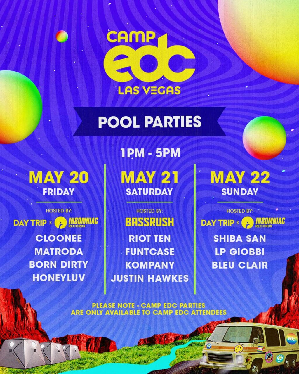 Lineups revealed for Camp EDC opening party, daily pool parties