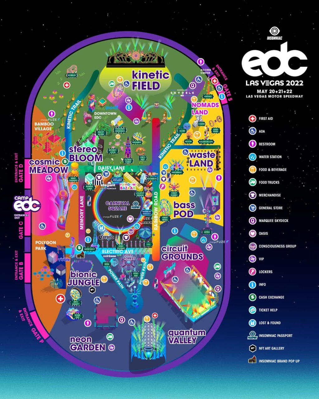 Plan your EDC 2022 experience with official set times, maps