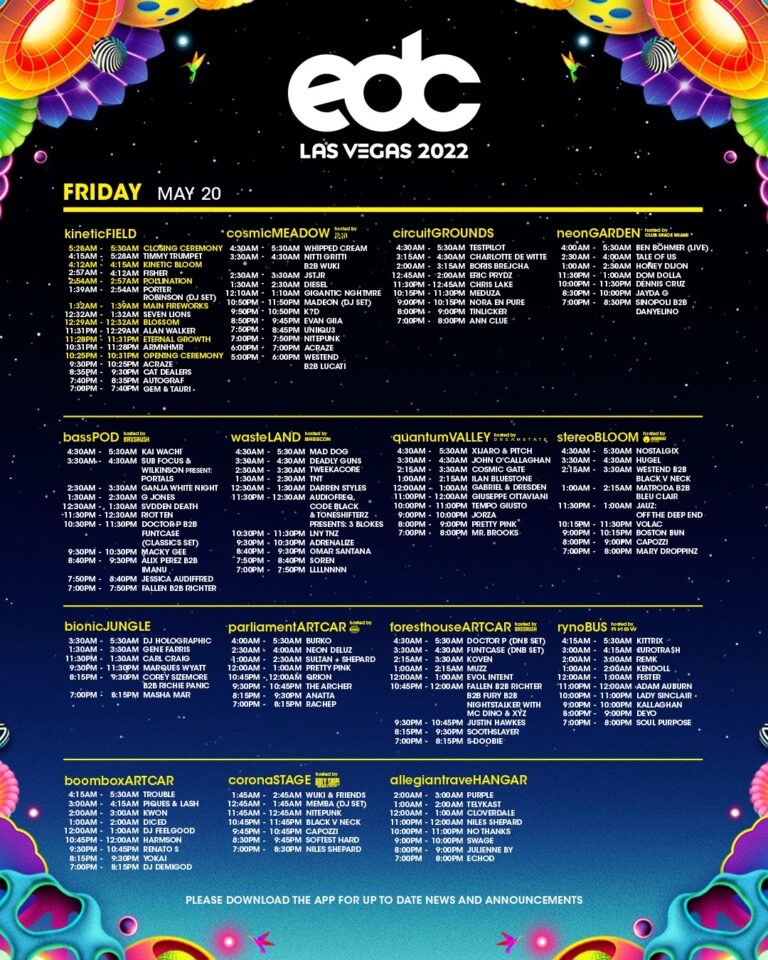 Plan your EDC 2022 experience with official set times, maps