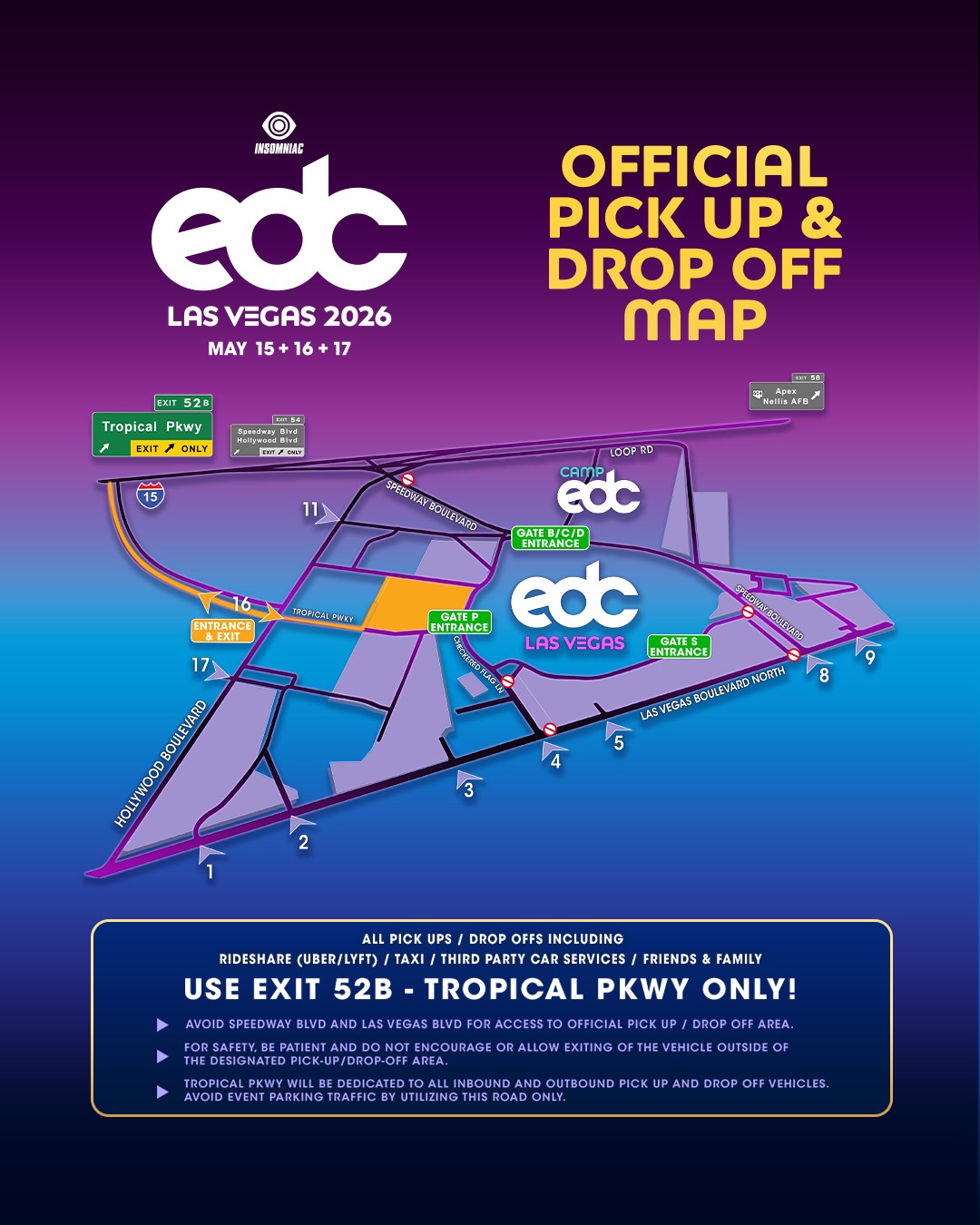 EDC 2026 Essential Info: Set Times, Maps, Food Vendors, and More 16 EDC Drop-Off Map