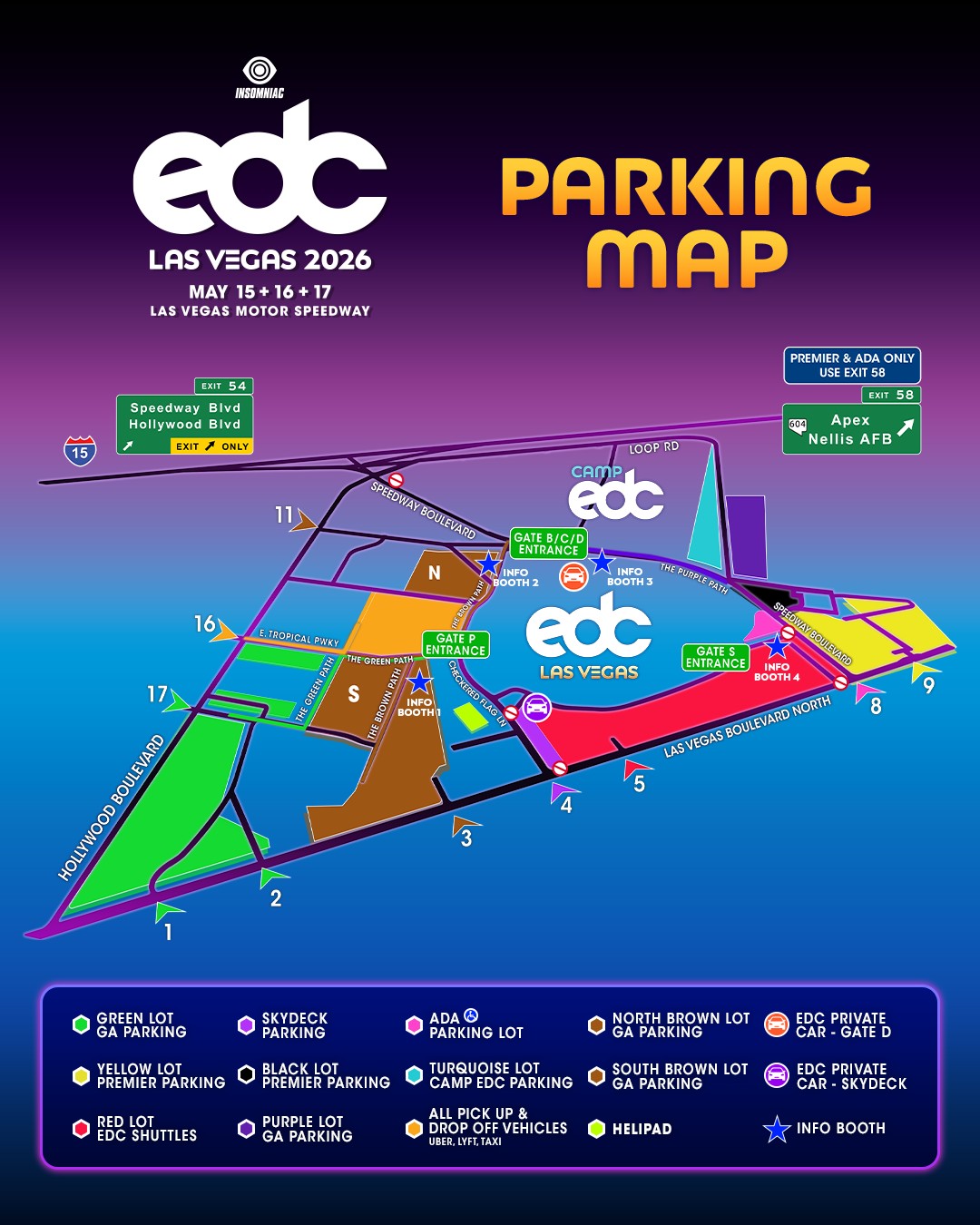 EDC 2026 Essential Info: Set Times, Maps, Food Vendors, and More 15 EDC Parking Map
